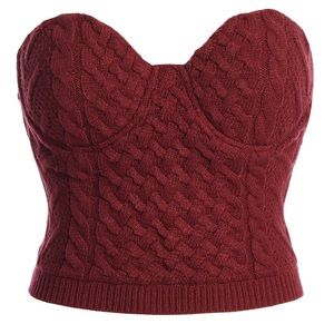 JLUXLABEL Berry Davina Sweater Knit Bustier Top Sz Small